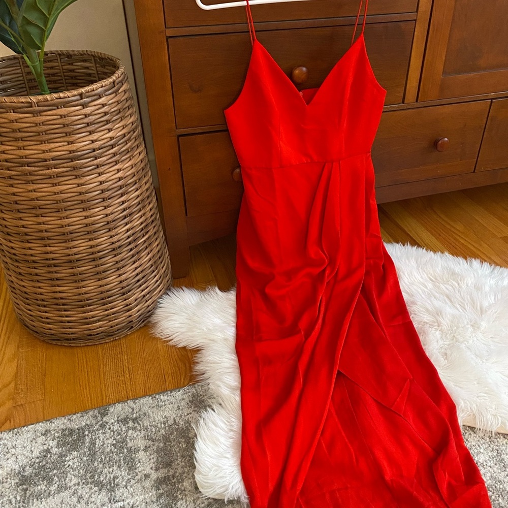 Shona Joy core cocktail dress. High low red dress